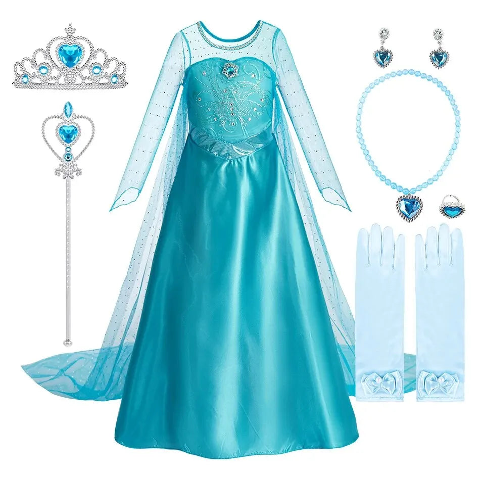 Girls snow queen halloween costume worn by child