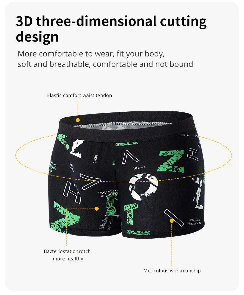 Men's printed boxer shorts worn model