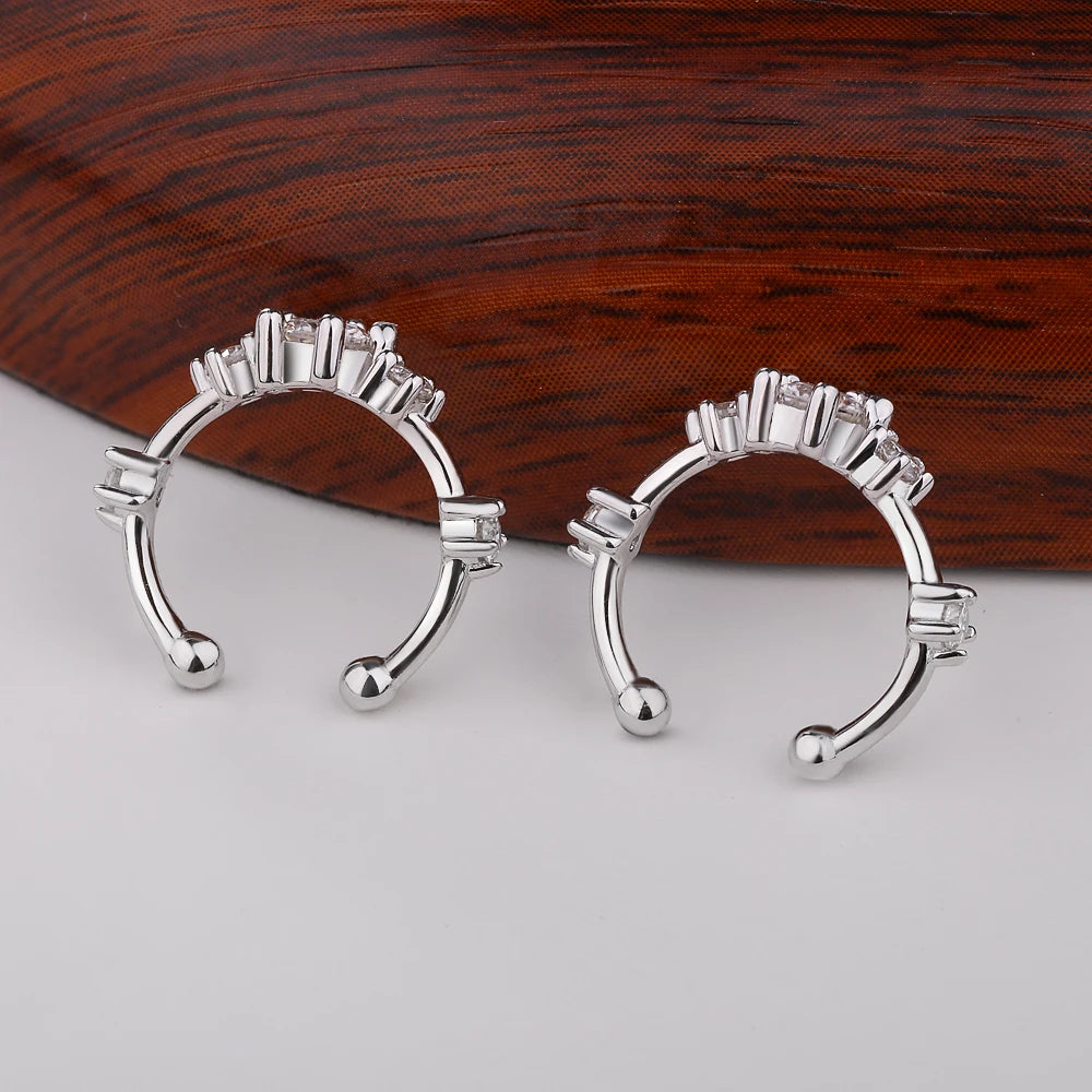 Moissanite clip-on ear cuffs front view
