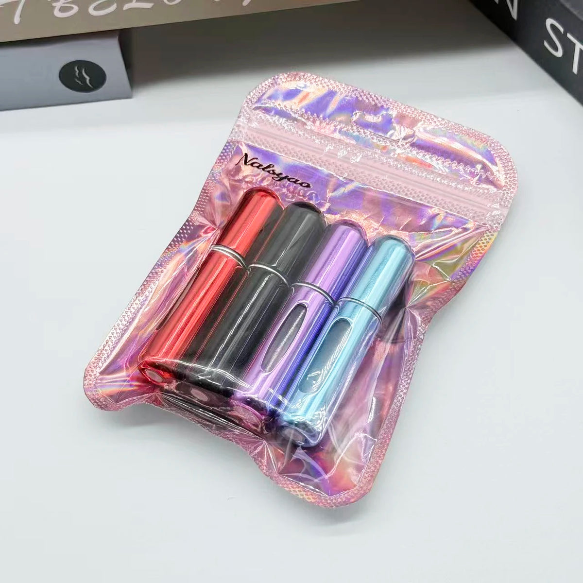 Refillable perfume atomizer 4-pack full set view