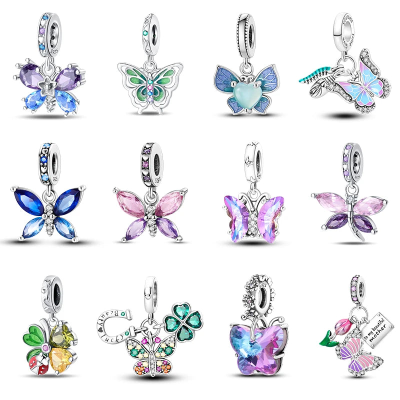 Butterfly charm beads attached to bracelet