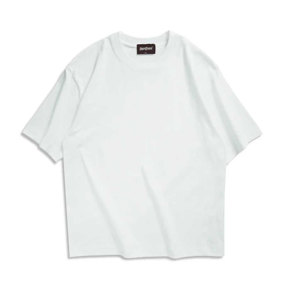  Oversized korean streetwear tee white front flat lay