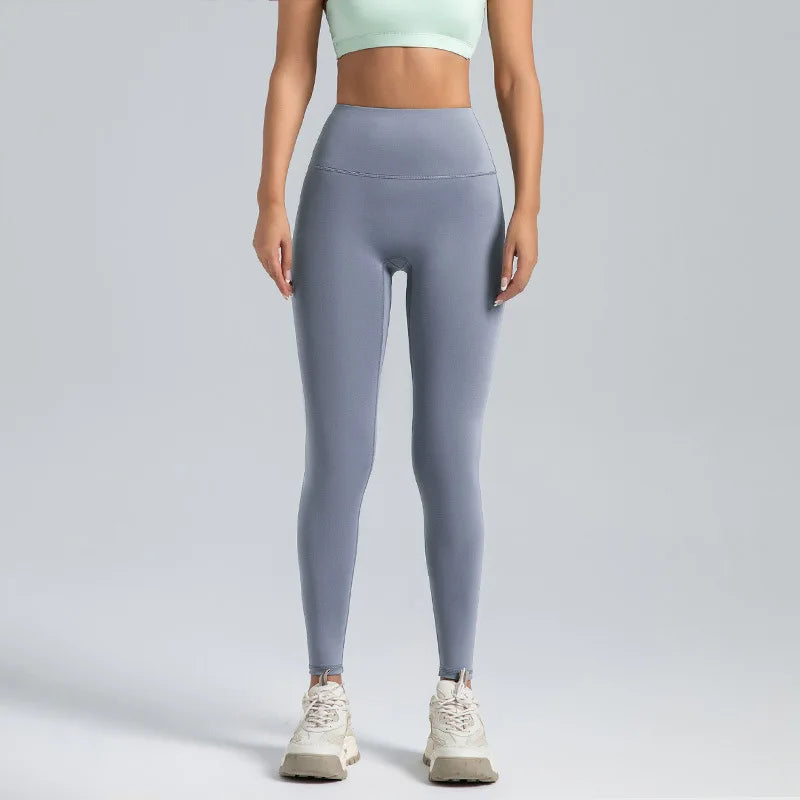 High waisted compression leggings gray back view