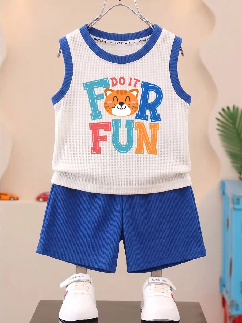 Boys vest & shorts set worn by child