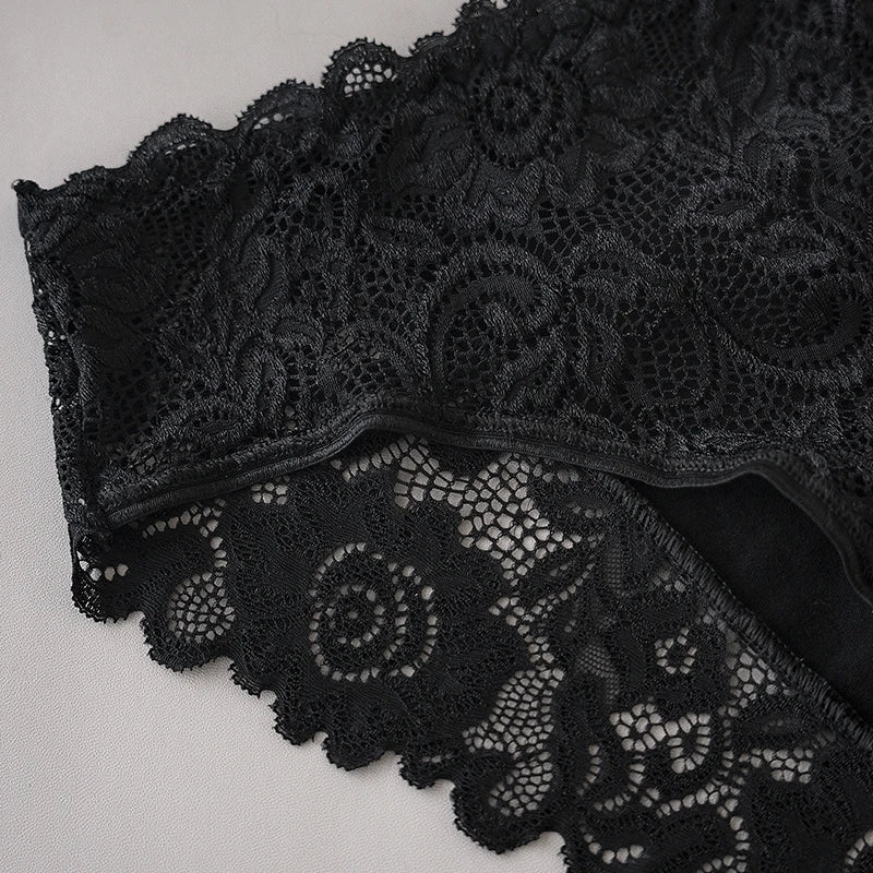 Women's floral lace briefs worn model
