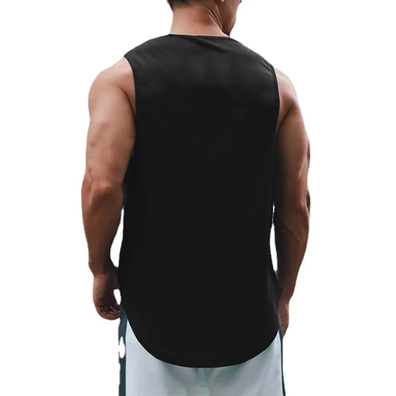 Quick-dry gym tank top front view gray