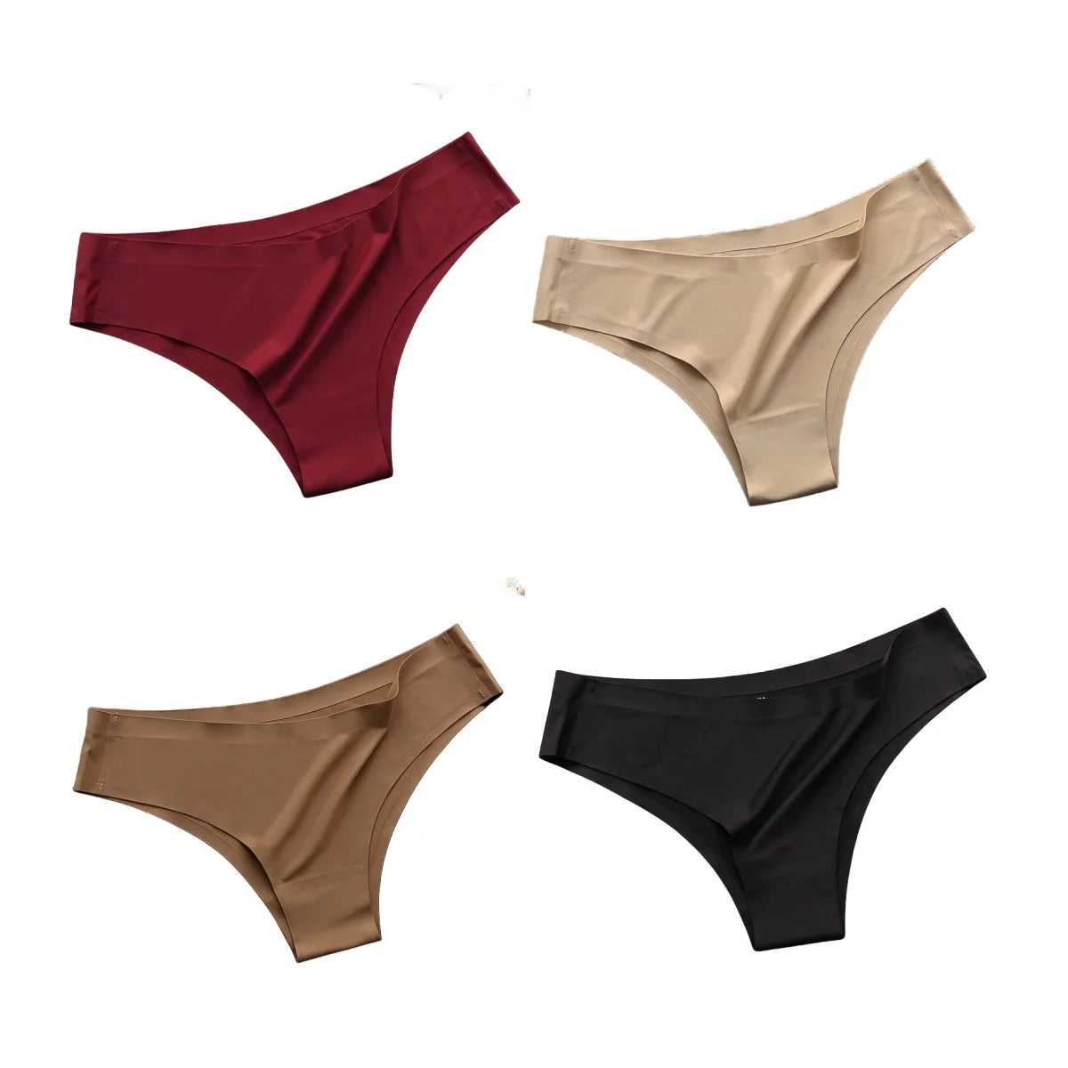 Women's seamless ice silk bikini briefs worn model