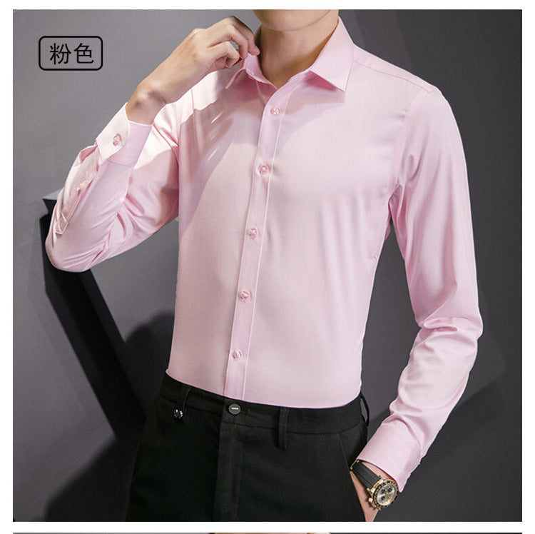 Slim fit business shirt front view navy blue