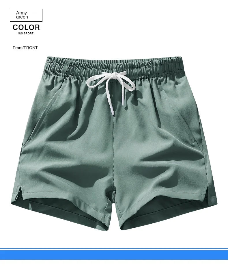 Quick-dry running shorts front view blue