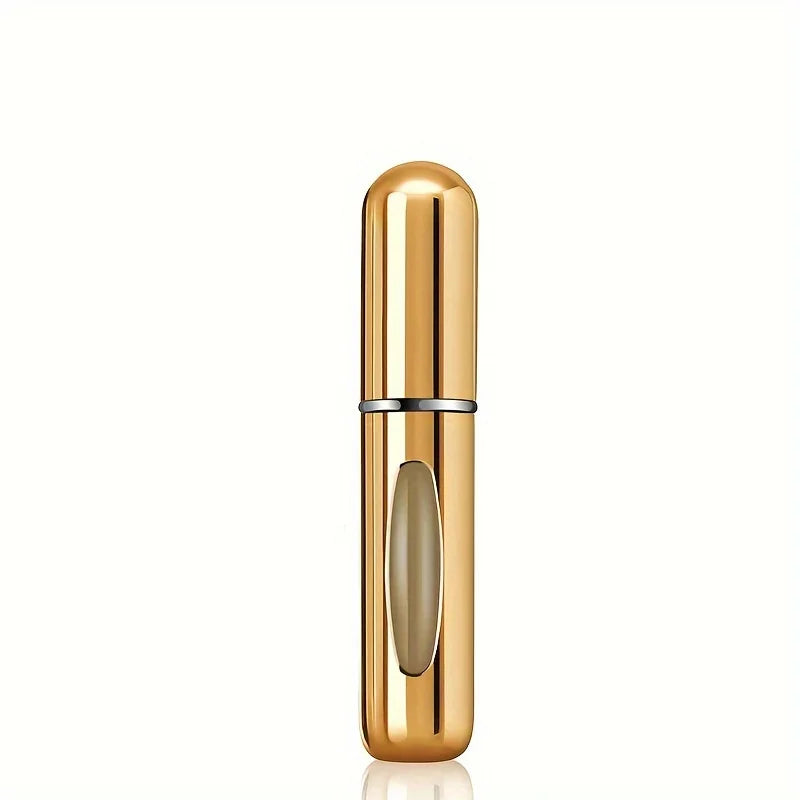 Mini Perfume Atomizer Bottles in silver, black, blue, and gold for stylish travel fragrance.
