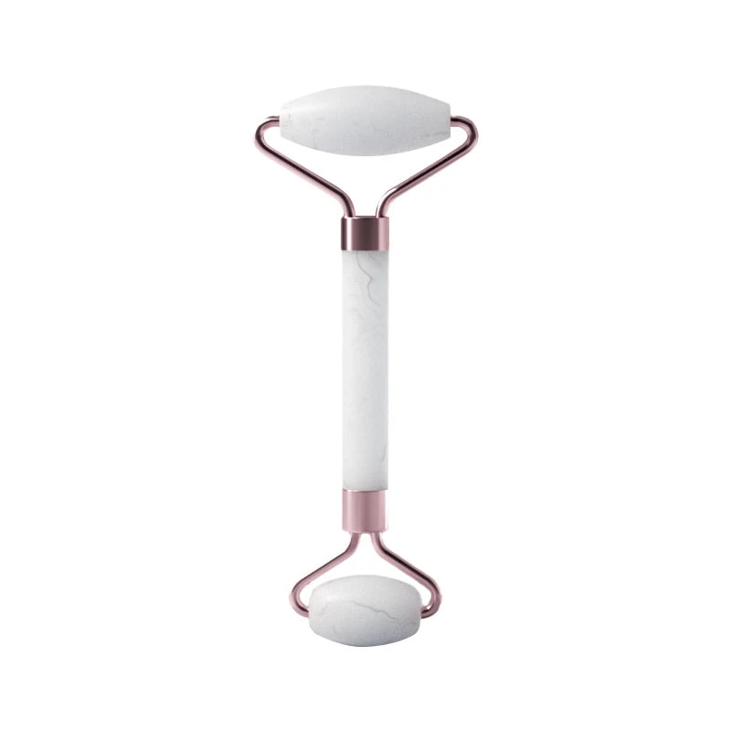 Facial massage roller scraper set worn in use