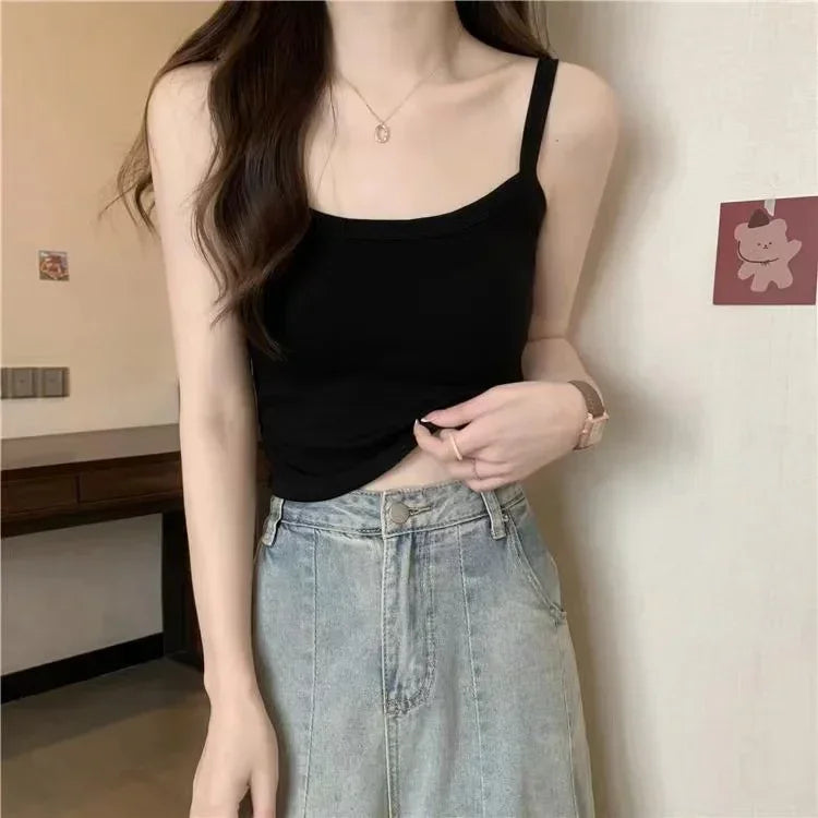 Women's Sleeveless Cami Crop Top Brown