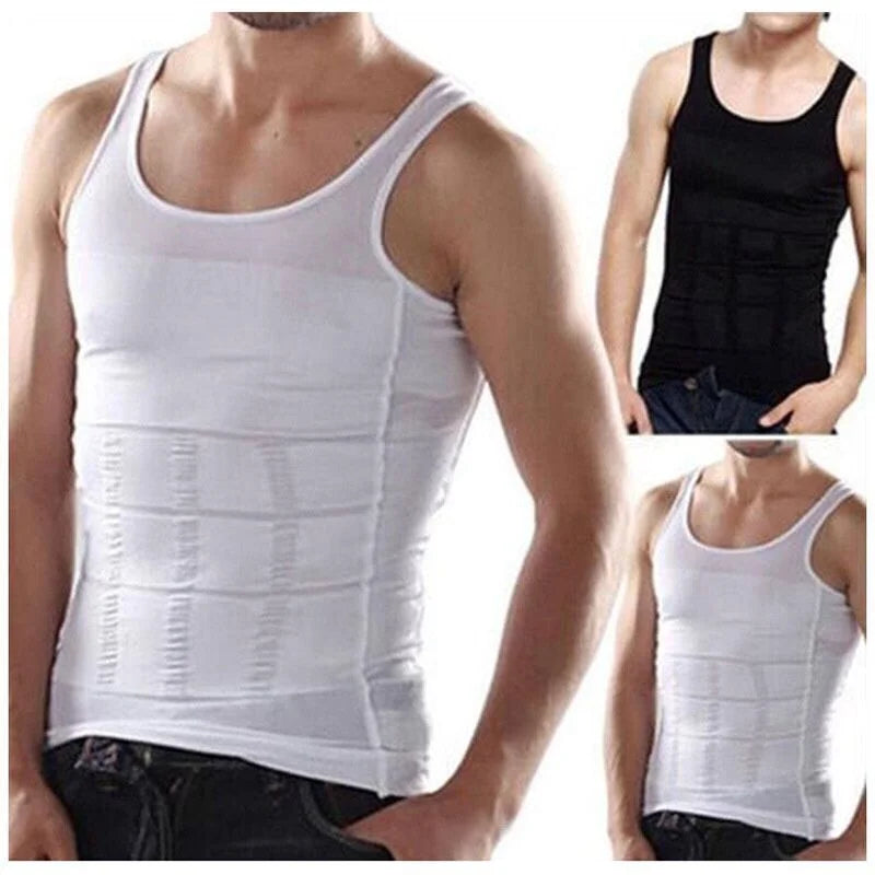 Men's slimming body shaper compression vest fabric detail