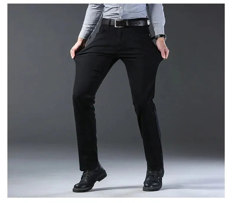 Stretch straight jeans front view sky blue