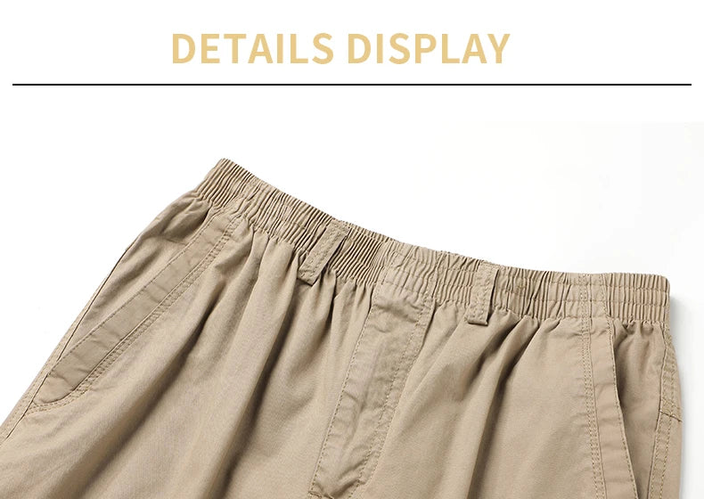 Cotton cargo pants front view taupe