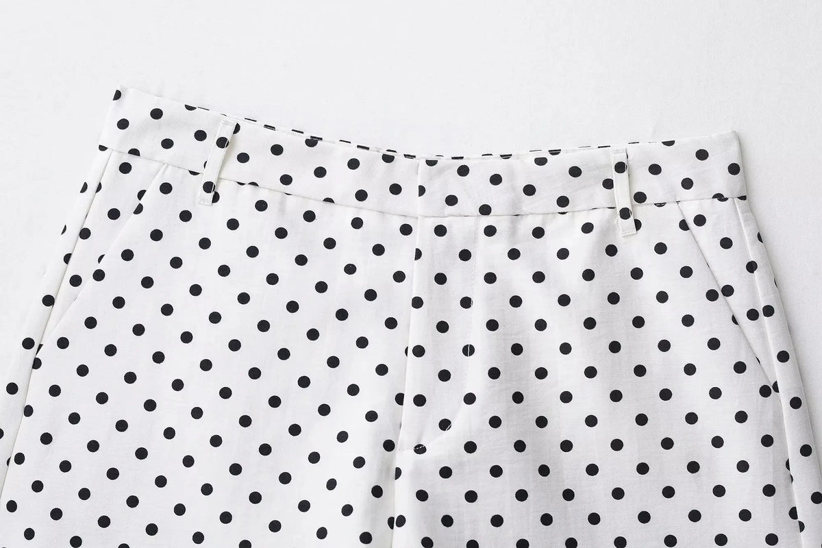 Polka Dot Casual Jacket Women's Zip-Up Turtleneck Coat