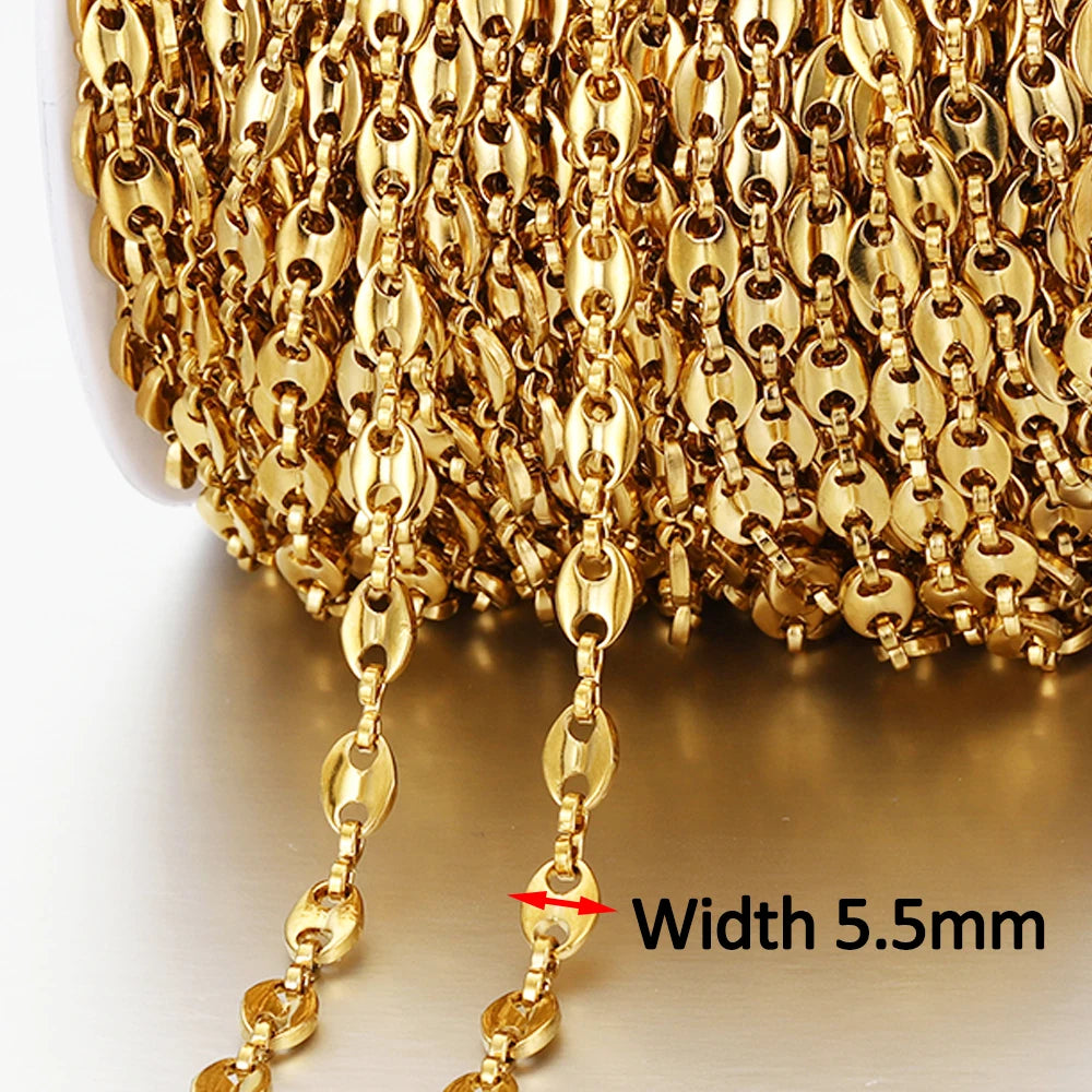 Stainless steel chain by the meter curb link style