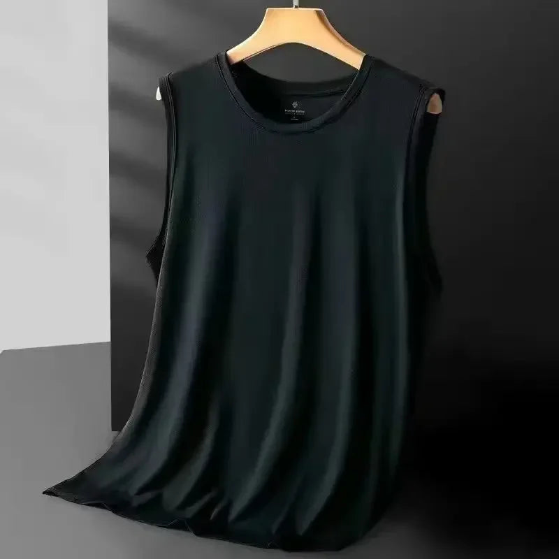 Ice silk mesh tank top front view light green