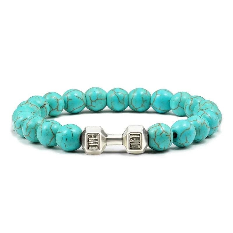 Lava stone beaded bracelet worn on wrist