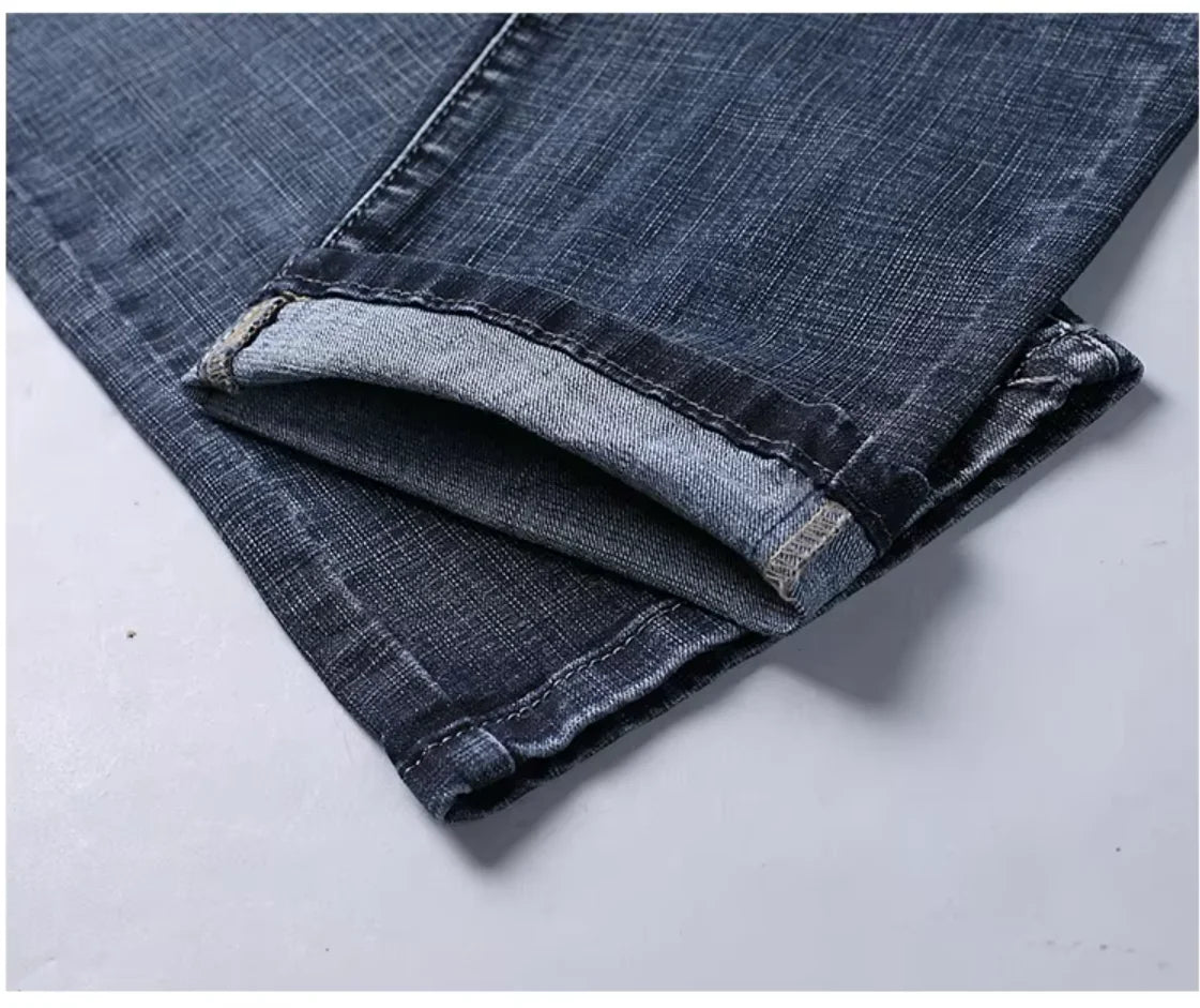 Stretch straight jeans front view sky blue