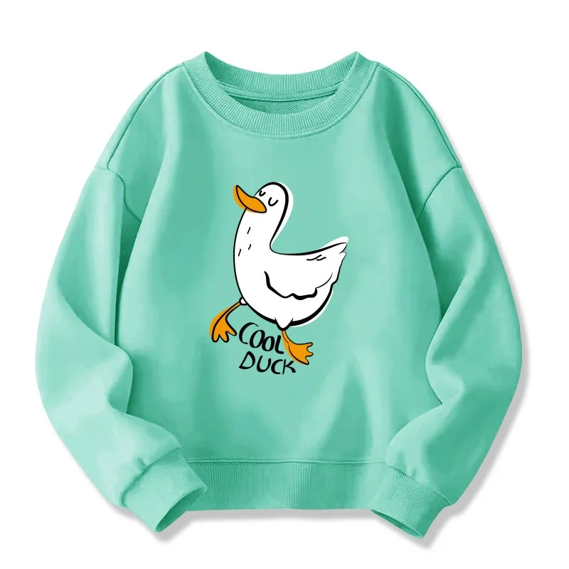 Kids cartoon graphic hoodie worn by child