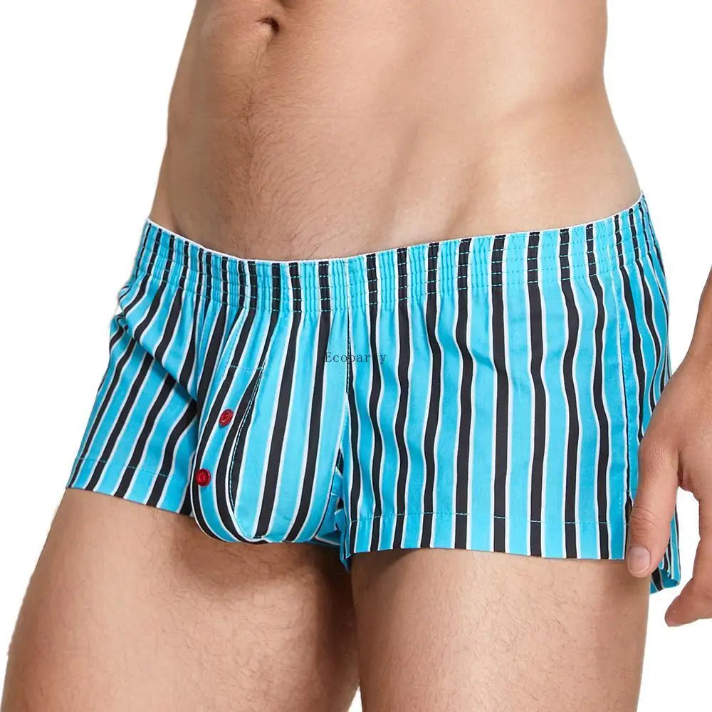 Men's cotton plaid boxer shorts worn model