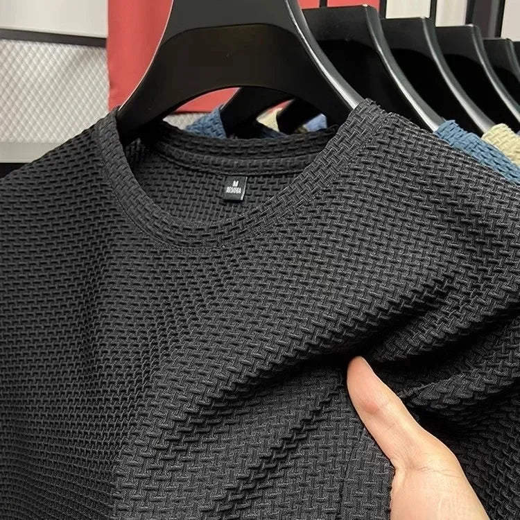 Bamboo ice silk tee front view black