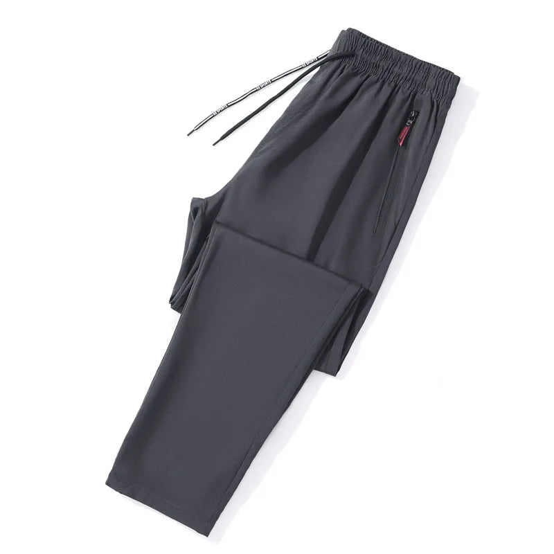 Men's slim fit Korean jogger trousers front view dark grey
