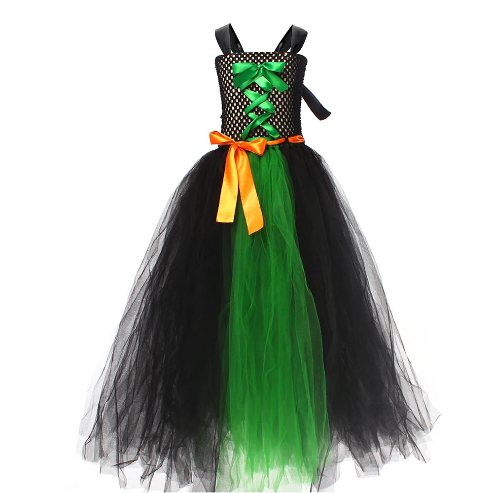 Girls Witch Halloween Costume – Spooky 3-Piece Dress Set