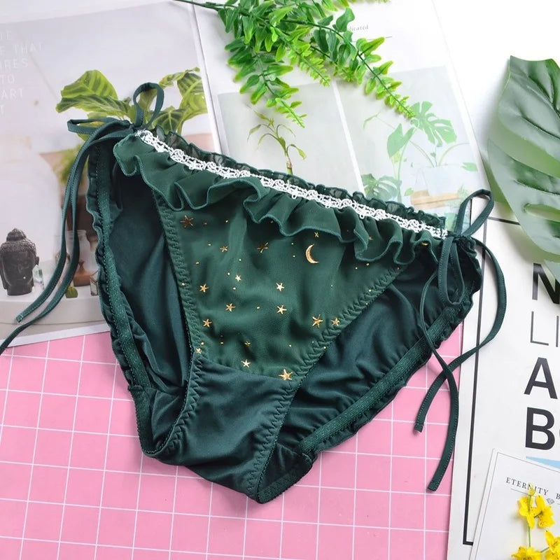 Women's plus size lace milk silk briefs fabric close-up