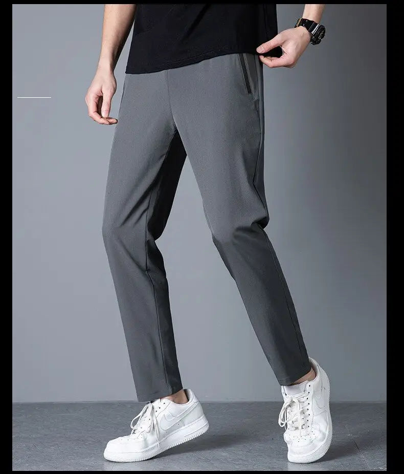Slim fit jogger pants front view grey