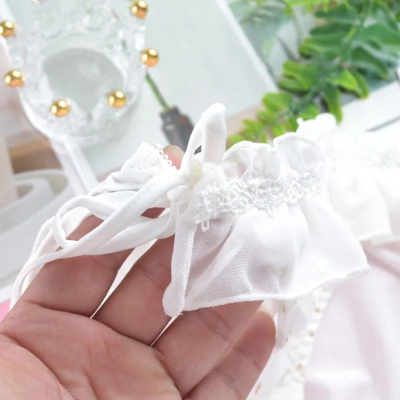 Women's plus size lace milk silk briefs fabric close-up