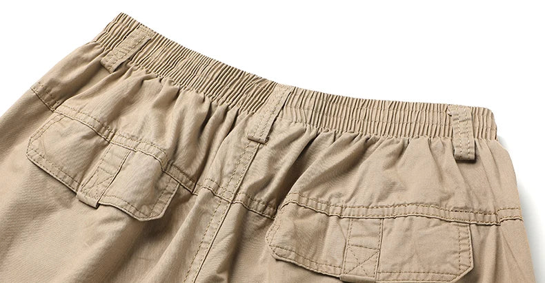 Cotton cargo pants front view taupe