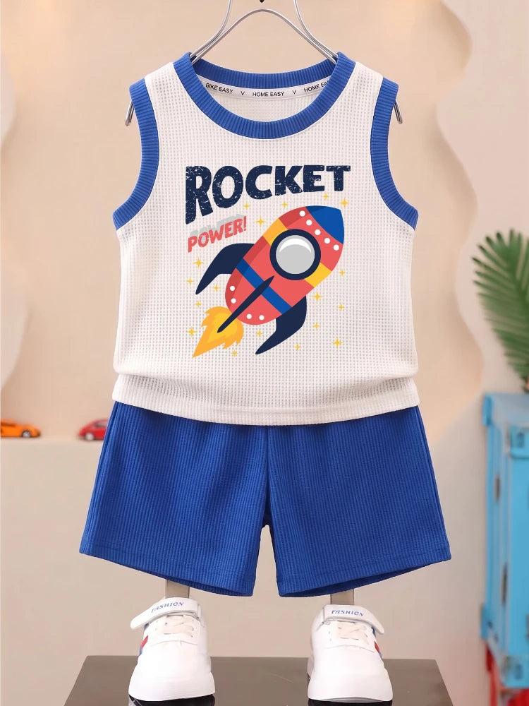 Boys vest & shorts set worn by child