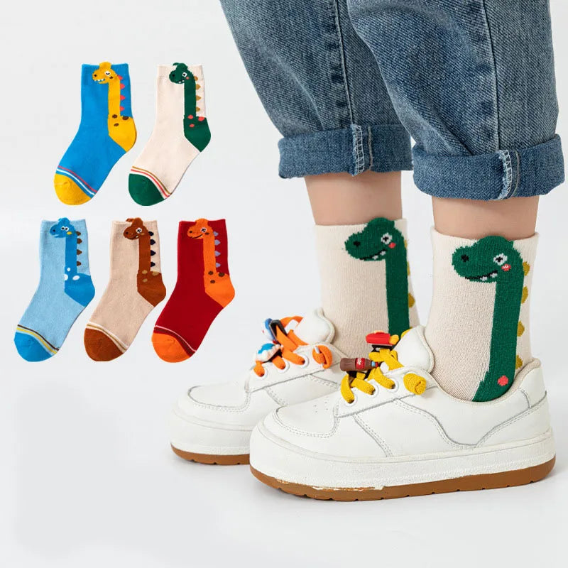 Kids dinosaur socks pack front view