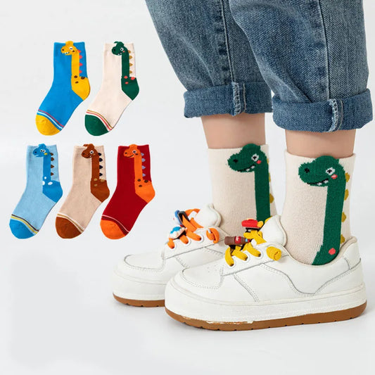 Kids dinosaur socks pack front view