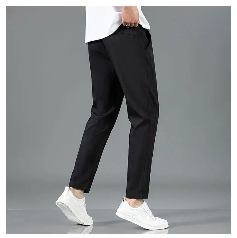 Ice silk straight leg trousers front view gray