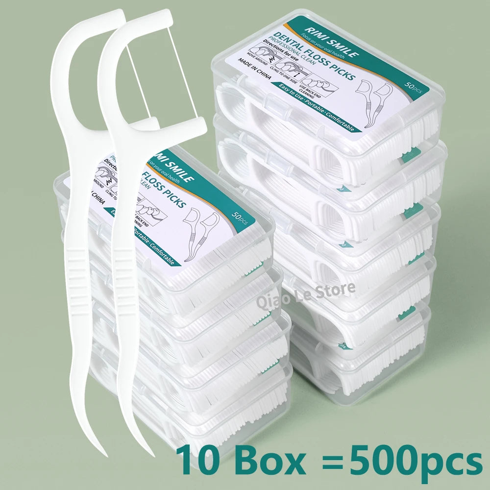 Disposable dental floss sticks box view
