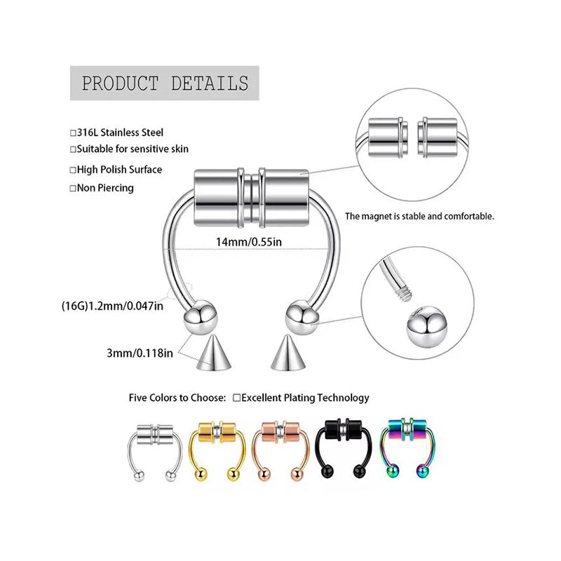 Magnetic faux nose ring worn on model