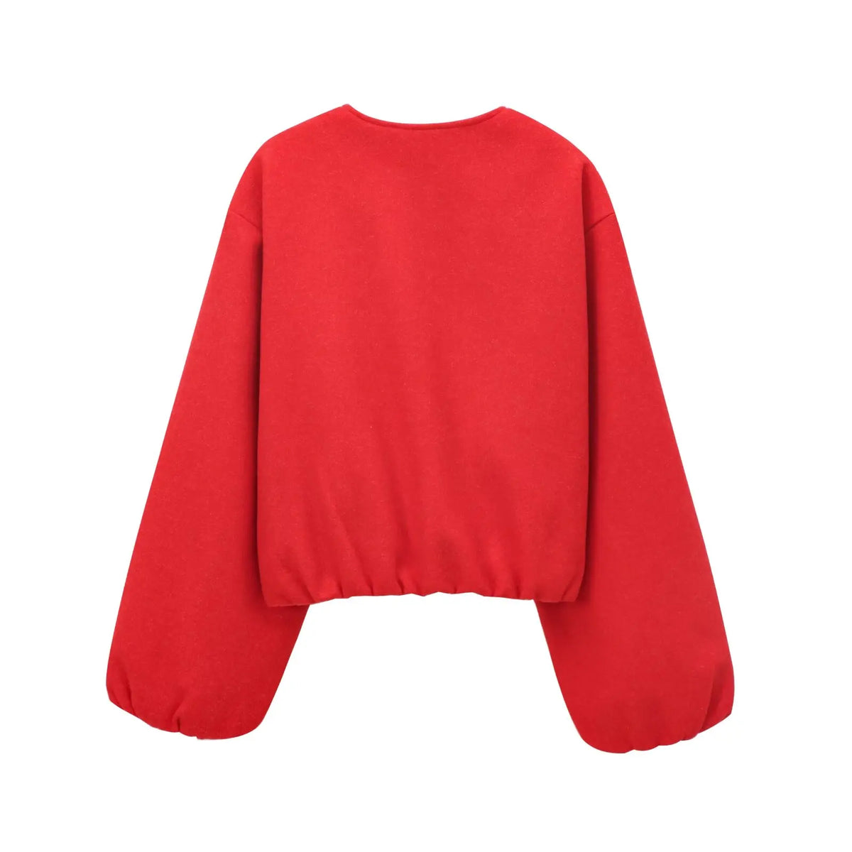 Cropped zip bomber jacket front view red