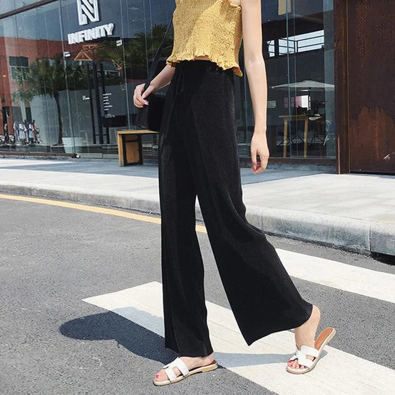 Wide leg ice silk pants color options flat lay