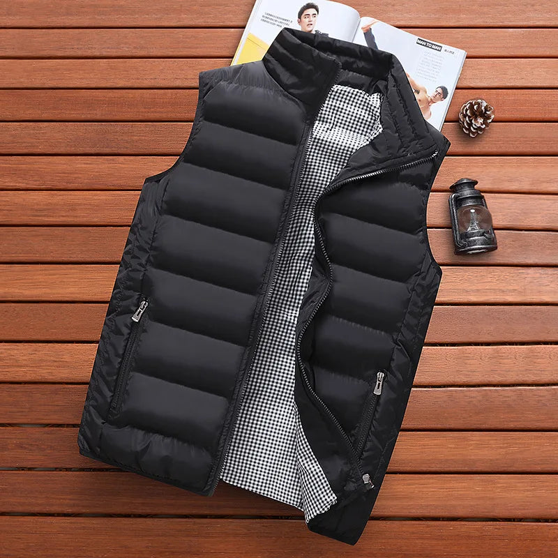 Windproof down vest front view black