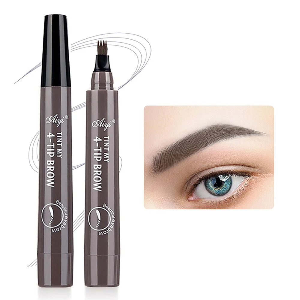 Microblading Eyebrow Pencil with four-tip brush for precise and natural eyebrow application.