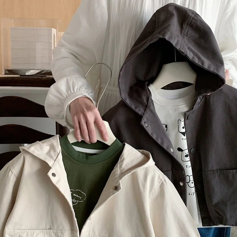 Toddler hooded spring jacket worn by child
