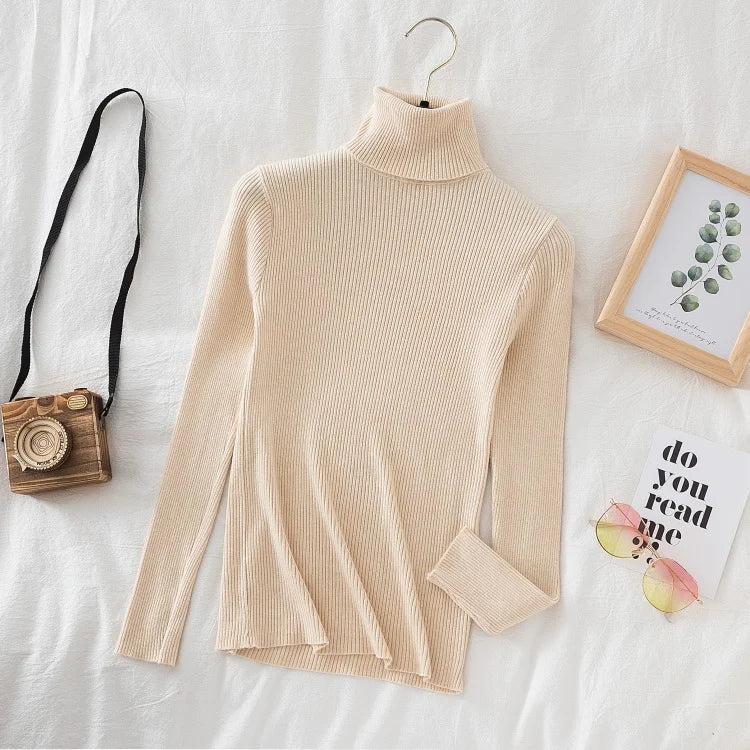 Soft turtleneck sweater front view pink