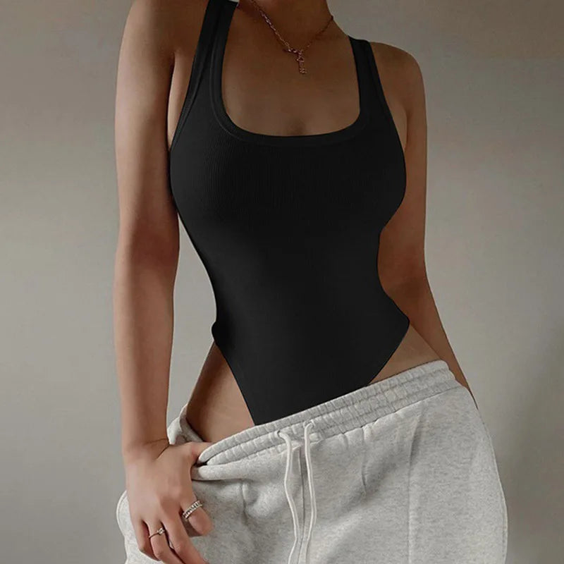 Off shoulder halter bodysuit back view