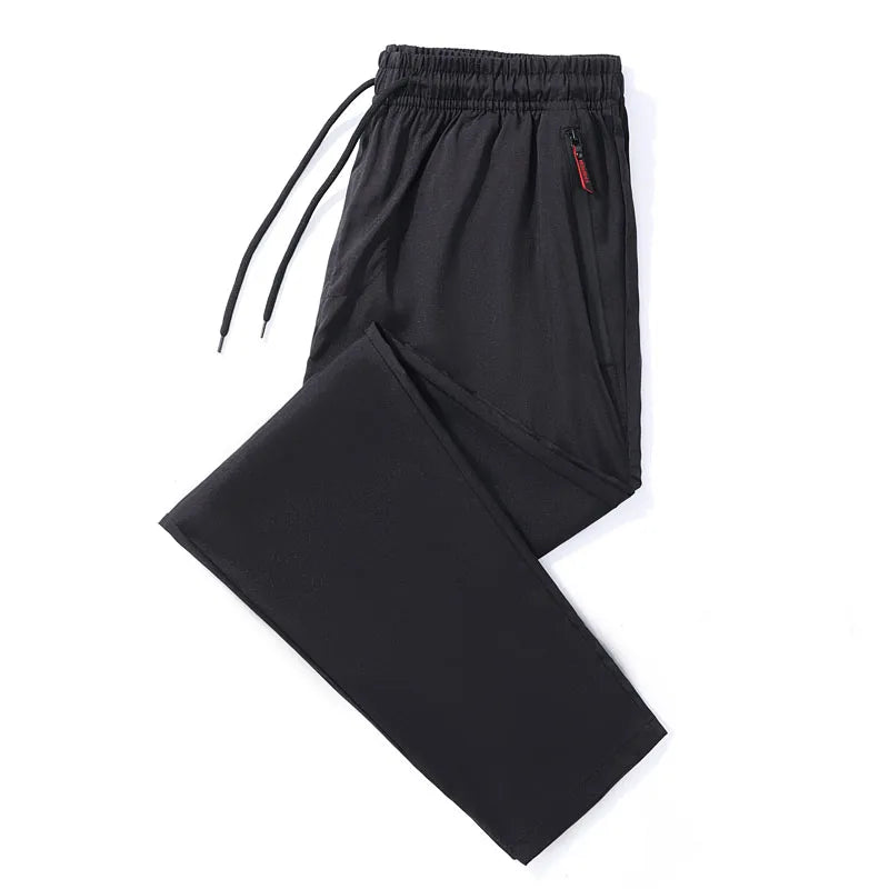 Men's slim fit Korean jogger trousers front view dark grey