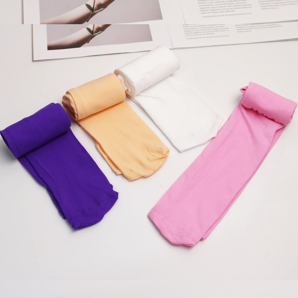 Kids candy color ballet tights color variety display
