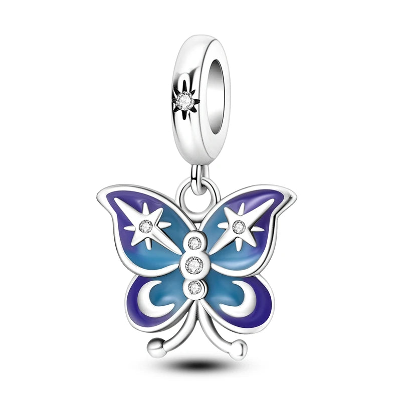 Butterfly charm beads attached to bracelet