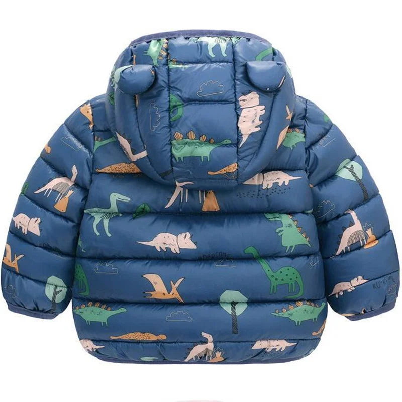 Kids hooded bear jacket bear zip detail